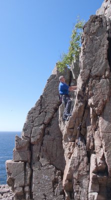 CC climbing at the seaside