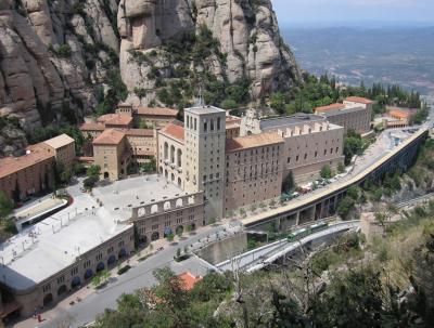 Montserrat monastry with new train arriving