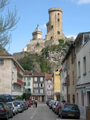 Foix castle and street