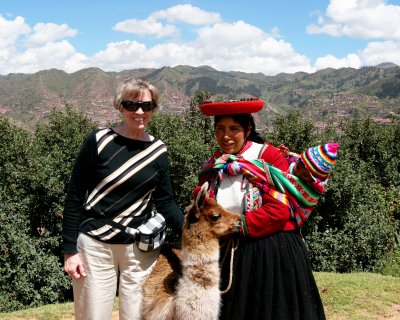 Inka Woman, Baby, and Llama with Clara