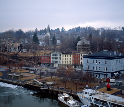 a gloomy day in river town