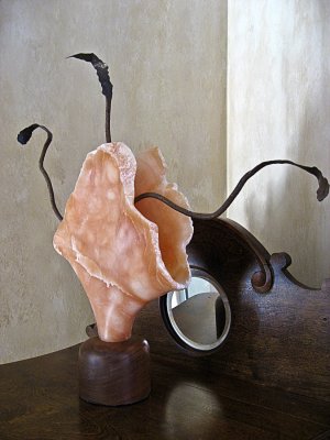 vase oblique - Alabaster/copper