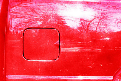 reflections in red paint