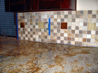 Laying the backsplash