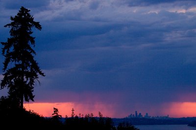 Seattle, sunset and approaching rain