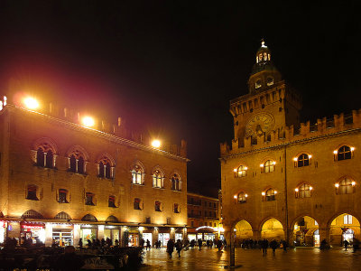 BOLOGNA , Palazzo dei Notai (left side) and Palazzo d'Accursio (right side)