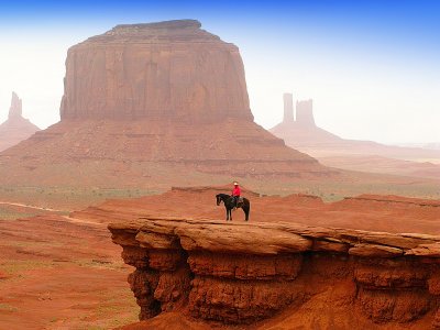 Navajo and hot fog at  Monument Valley: another planet, another time ...