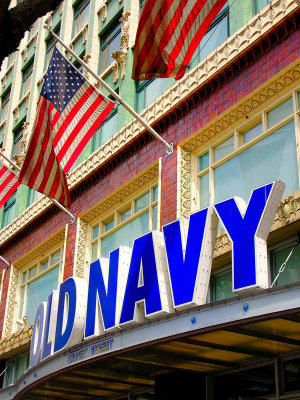 Old Navy & Old Glory.  Market St., San Francisco, CA