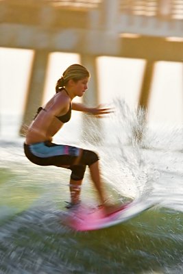 Surfer Girl and Pier