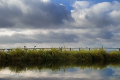 Interstate, Sky, Water, and Grass