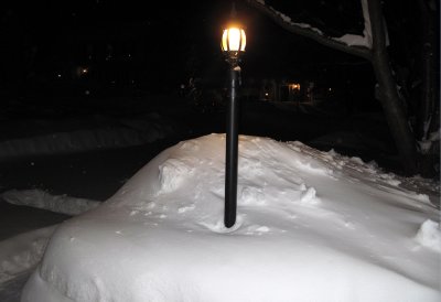 Night time view of the record snow.