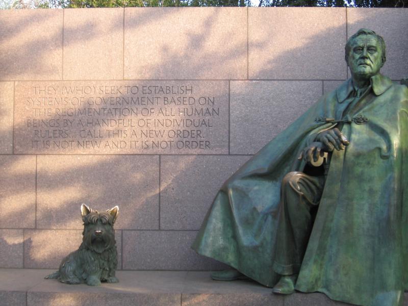 FDR Memorial. People rub Falas ears and nose for luck and pull FDRs finger.jpg