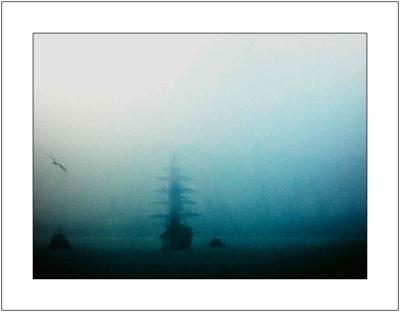 Tall Ship Emerging from the Mist
