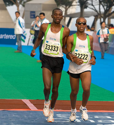 Joseph and Henry cross the line