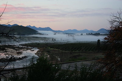 Morning mist on the Cederburg Mountains
