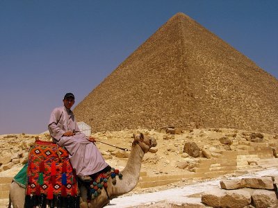 Posing for Baksheesh in front of the Great Pyramid