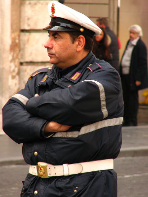 A Rather Bored Policeman at the Spanish Steps