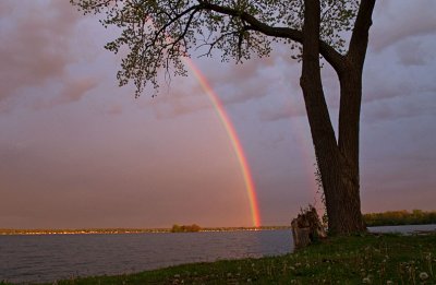 Early morning Rainbow over Cayuga Lake