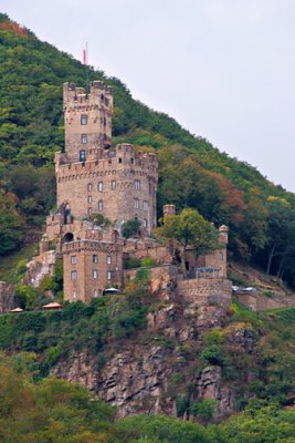 Castles on the cliffs by Rhine River bank