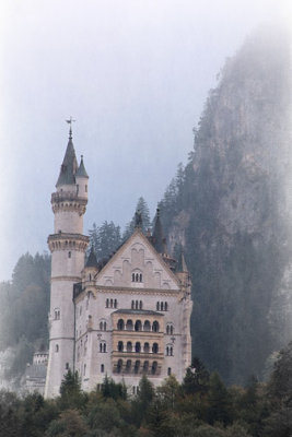 Neuschwanstein castle in morning mist