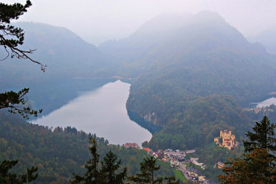 Hohenschwangau castle at lower right