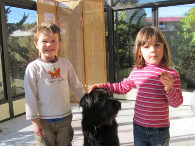 Dylan, Lucy and Corrina in their new house