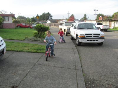 Dylan and Corrina on their bikes