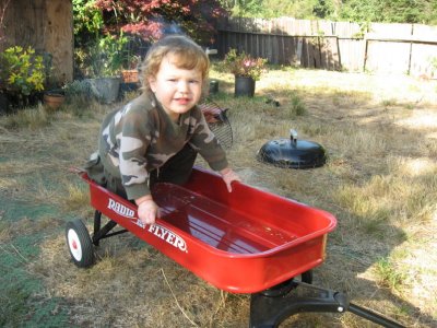Dylan and his radio flyer