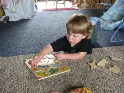 Dylan working on his puzzle