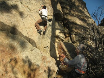 Fred belaying Felix the Cat