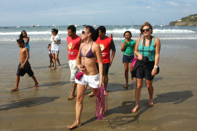 Children Of Bario La Planta Playing On The Beach