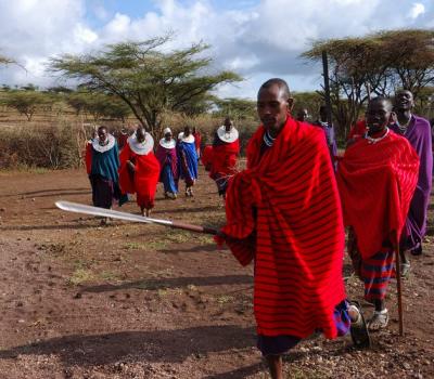 Masai warriors complete with spears