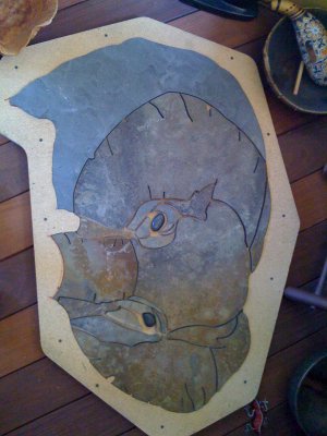 Jim had slate cut by water jet from the pattern