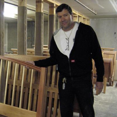Jim with the guest room bed headboard