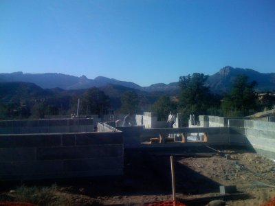 Looking south, our rastra walls begin