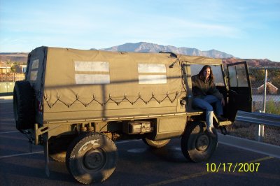 Jim has camperized our Pinzgauer, Rocky for our visits