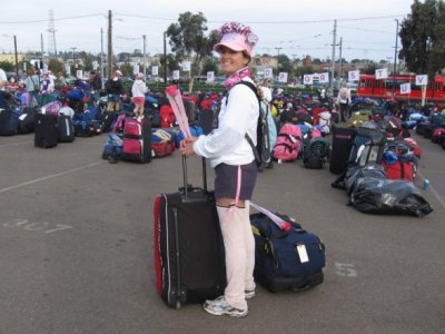 Collecting luggage at the end of the day ...