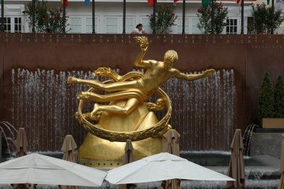 One of the symbols in front of the Rockfeller Center