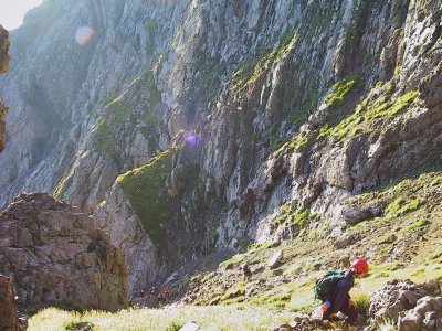 Loren (Lower Right, Red Helmet), Note Trail Maint Rigging Line