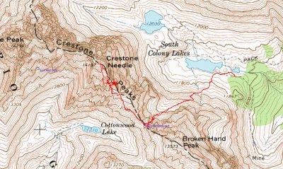 Crestone Needle Route, S. Colony Lakes Approach