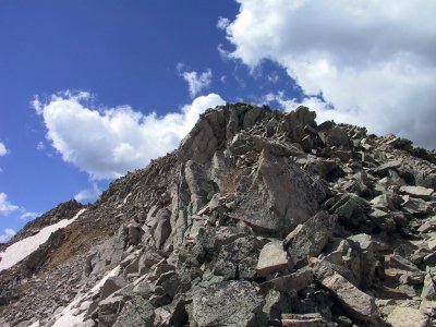 Up the Talus Slope. The Trail is Well Worn