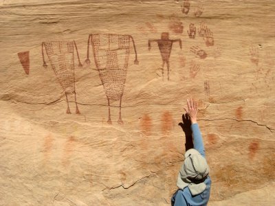 Headless Pictographs at Green Mask Site, Sheik's Canyon