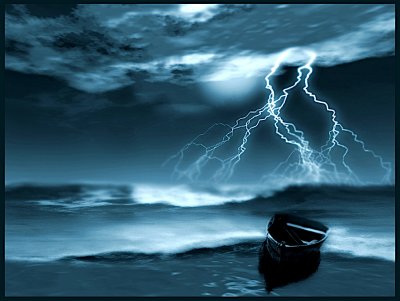 Lightening With Boat