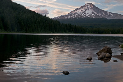 Trillium Lake With A View Of Mount Hood At 8:27 PM