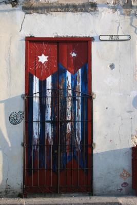 very nice door in cuban national flag colors