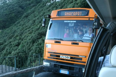 narrow cliffside road back to Capri town