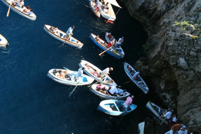 long queue at Blue Grotto