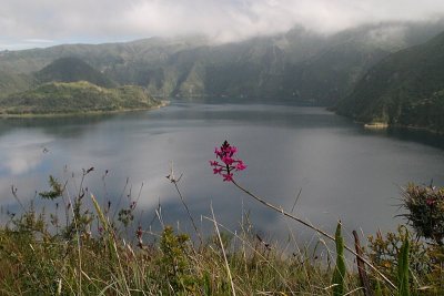 the Cuicocha crater lake seen from the caldera rim