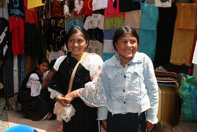 Ecuadorian kids at the market in Otavalo