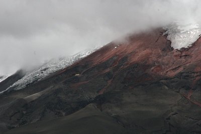 the glacier of Cotopaxi starts at the height of 5,000 metres
